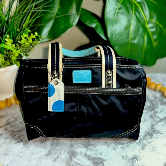 Authentic Vintage COACH Hampton Satin Tote Black - Picture 1 of 6
